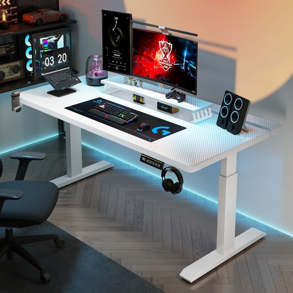 Electric adjustable height carbon fiber computer desk - desktop gaming desk - height adjustable office table