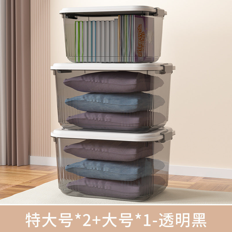 Household acrylic transparent storage box with lid, clothes storage box, household quilt sundries finishing basket wholesale