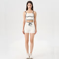 new arrivalcontrast color white striped running drawstring pants shorts three-quarter pants sports intimates bra yoga suit for women