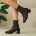 plus sizefashion slim boots women's mid heel short boots knittingspring & fall single boots pointed thick heel women's single boots