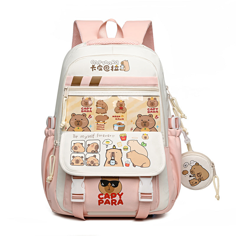 New Kapibara schoolbag cute cartoon primary and secondary school backpack large capacity burden reduction Japanese leisure backpack