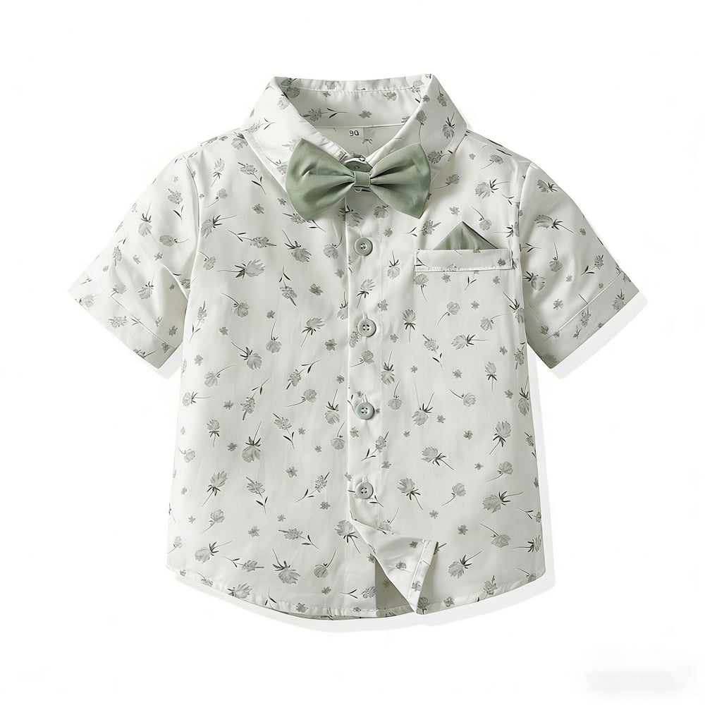 Children's spring new arrival cross-border korean style kids' set printed short-sleeve shirt boys' outfit baby's first birthday dress