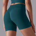 fashion seamless pure colorhigh waist hip lifting tight high elastic yoga shorts sports running fitness three-quarter pants for women