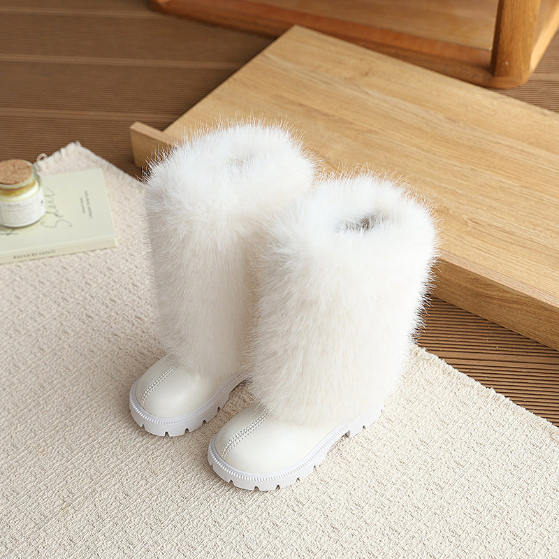 Vancahao girl boots heattechfall and winternew arrivalkidsboots british style princess boots baby cotton boots