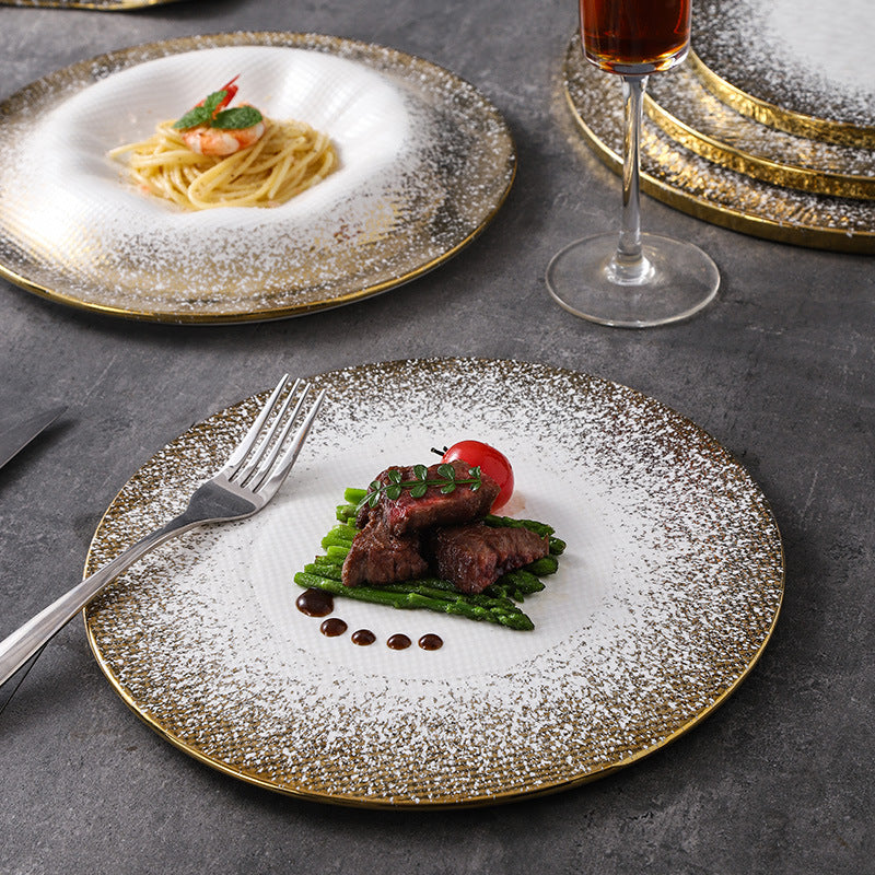 High-end ceramic dinnerware for restaurants and hotels, perfect for home use. ideal for western-style plating, desserts, and pastries. unique, aesthetically pleasing ceramic plates