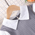 new arrival female youthlong sleeves lapel pit strip patchworkfake two-piece elegantdress
