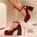 Thick heel 9cmplus sizemary jane high heels lolita high heels small leather shoes petitesflatsinner heightening sweet and cool