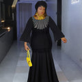 new african women's plus size lace robe embroidered dress with headscarf - perfect for  and
