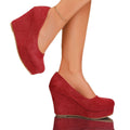 export women's  round toe suede fashion flats slip-on wedge heel platform high heel plus size women's shoes