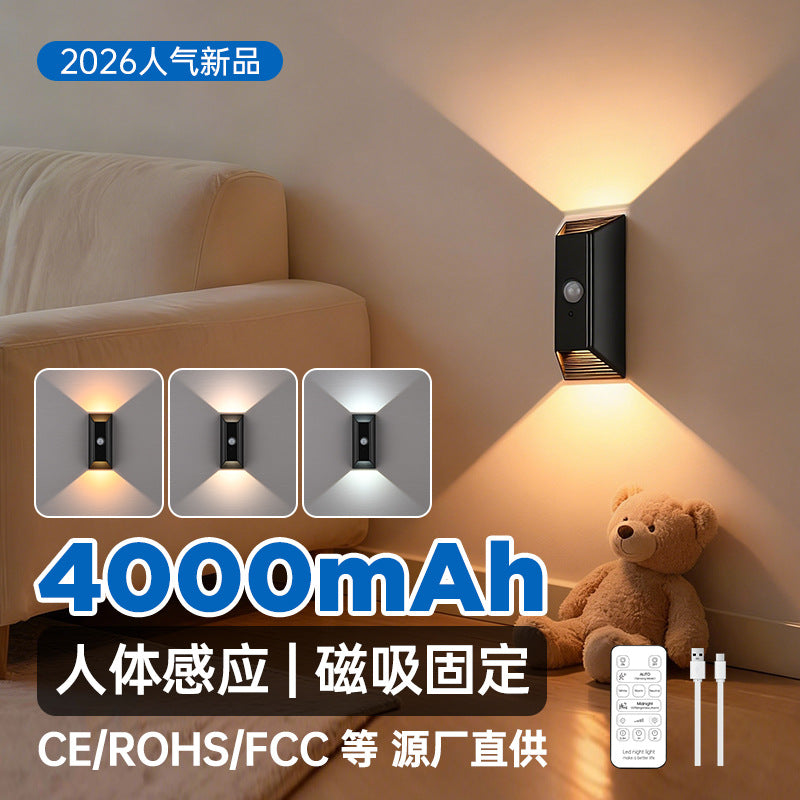 Rechargeable smart motion sensor wireless remote control magnetic led wall light (no wiring required)