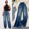 American retro high-waisted wide-leg jeans for women,  summer collection: loose fit, slimming, slightly flared, unique design