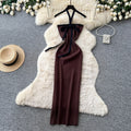 Korean style halter neck sweet & spicy girl knitted dress - women's summer bow-tie bodycon skirt - sexy vacation vibe
