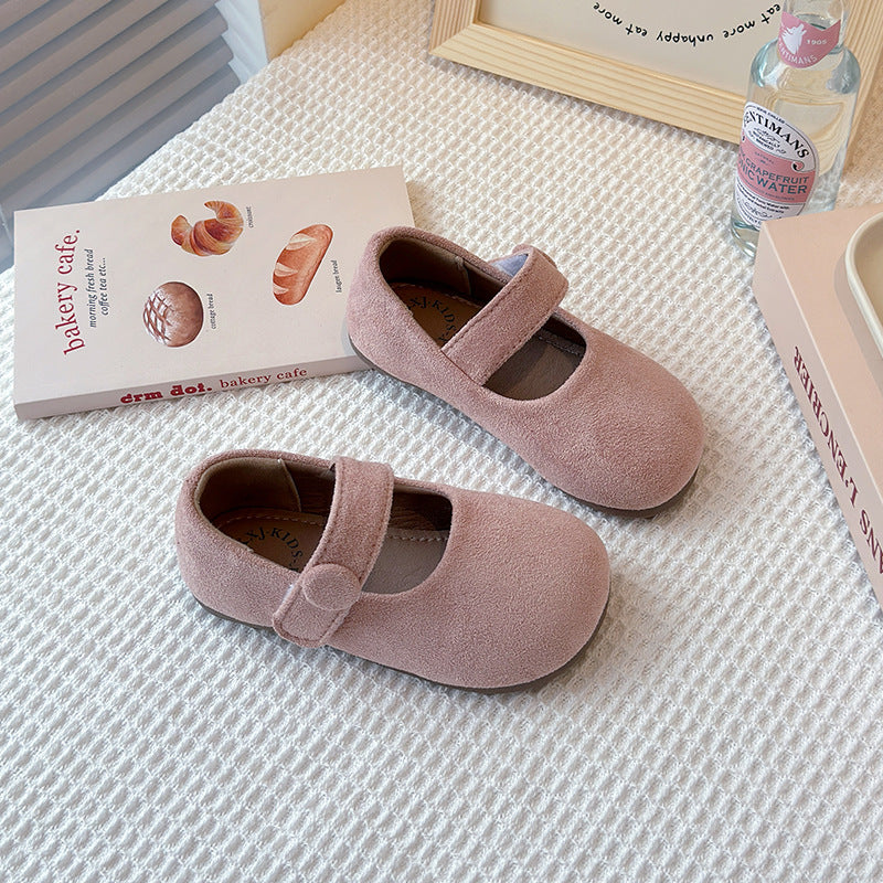 ins children's Mori small leather shoes 2025 spring and autumn new Korean version of girls soft-soled princess shoes frosted Doudou single shoes