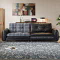 Double-sided genuine leather sofa, small apartment leather and fabric combination, removable and washable hamburger sofa, down-filled, vintage-style oil-waxed leather sofa