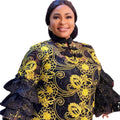 African women's lace robe - cross-border supply, elegant commute style, embroidered cake sleeves, loose fit maxi dress