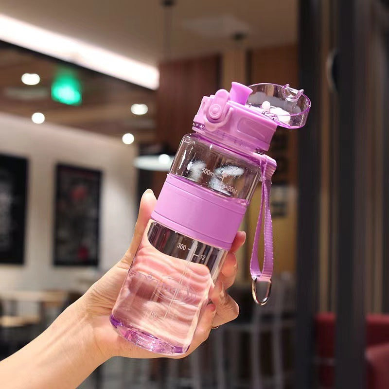 New heat-resistant bouncing cup - minimalist design for men and women, sports plastic cup, drop-proof with carry strap, high-value direct drink portable water bottle