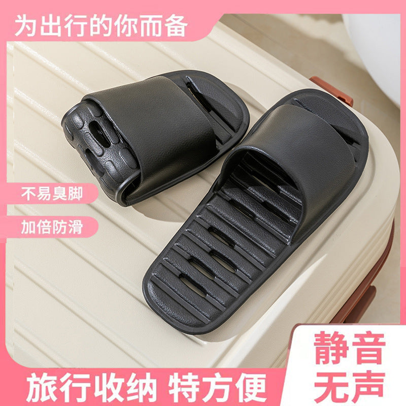 Hotel business trip foldable leaky slippers for women home indoor travel handy gadget bathroom non-slip quick-drying slippers