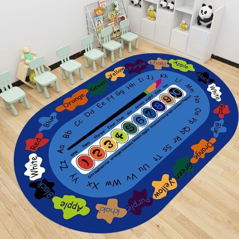 Baby crawling mat, cooling pad, classroom reading area, educational play mat, nursery kids alphabet crystal velvet rug