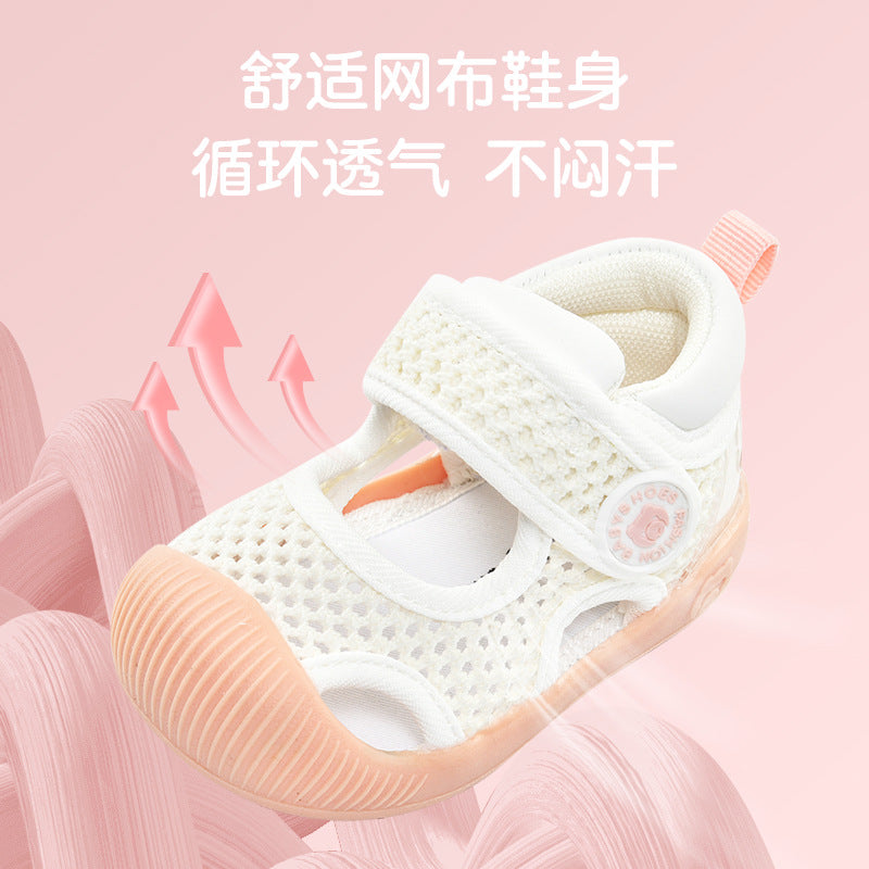 Baby sandals for boys, summer first walker shoes, 0-1-2 years old infant anti-slip soft sole mesh shoes for babies and toddlers, baby girl shoes