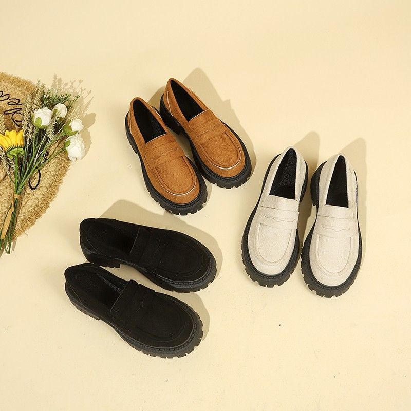 summer new arrival: plus-size, versatile, british-inspired chunky heel slip-on loafers for women - wholesale for cross-border e-commerce