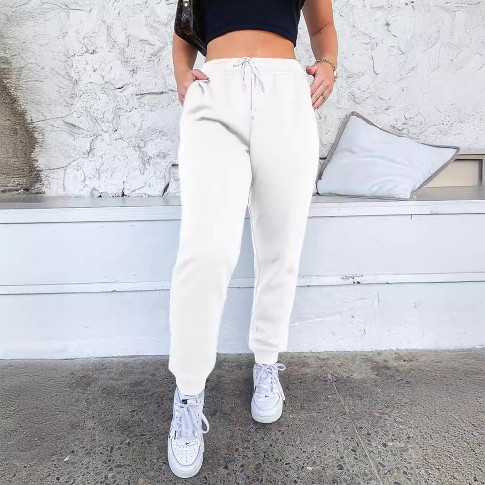 2025 amazon new arrival: women's solid color high-waisted tie-waist active pants, casual sweatpants, japanese and korean style