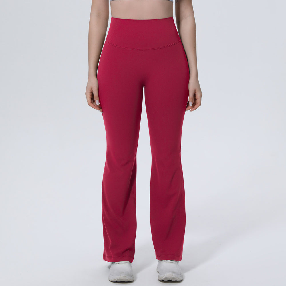 New arrival cross-border pure color breathable high waist hip lifting tight wide leg pants sports running fitness bell bottoms yoga clothes for women