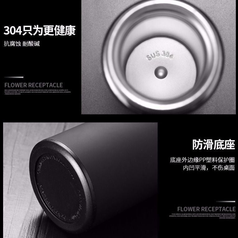 Smart temperature display stainless steel insulated tumbler - vacuum 304 business straight cup - temperature display water bottle - men's tea and water separation cup