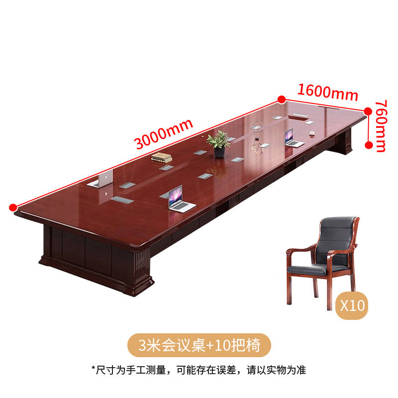 Saint li paint conference table with solid wood veneer, rectangular table, company meeting large negotiation table and chair set