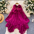 French chic floral blouse with bow detail - women's fashionable, unique, and flattering loose-fit top