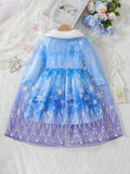 European and american cross-border autumn/winter holiday collection: snow princess tulle cape + dress two-piece set