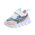 spring new cartoon dinosaur sneakers for boys and girls - breathable mesh shoes for toddlers and young children - light-up shoes