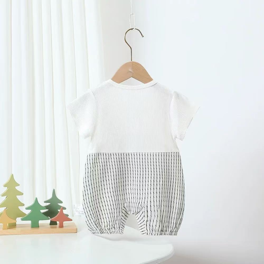 Summer lightweight baby cartoon romper - cute short-sleeve crawling suit - adorable summer outfit