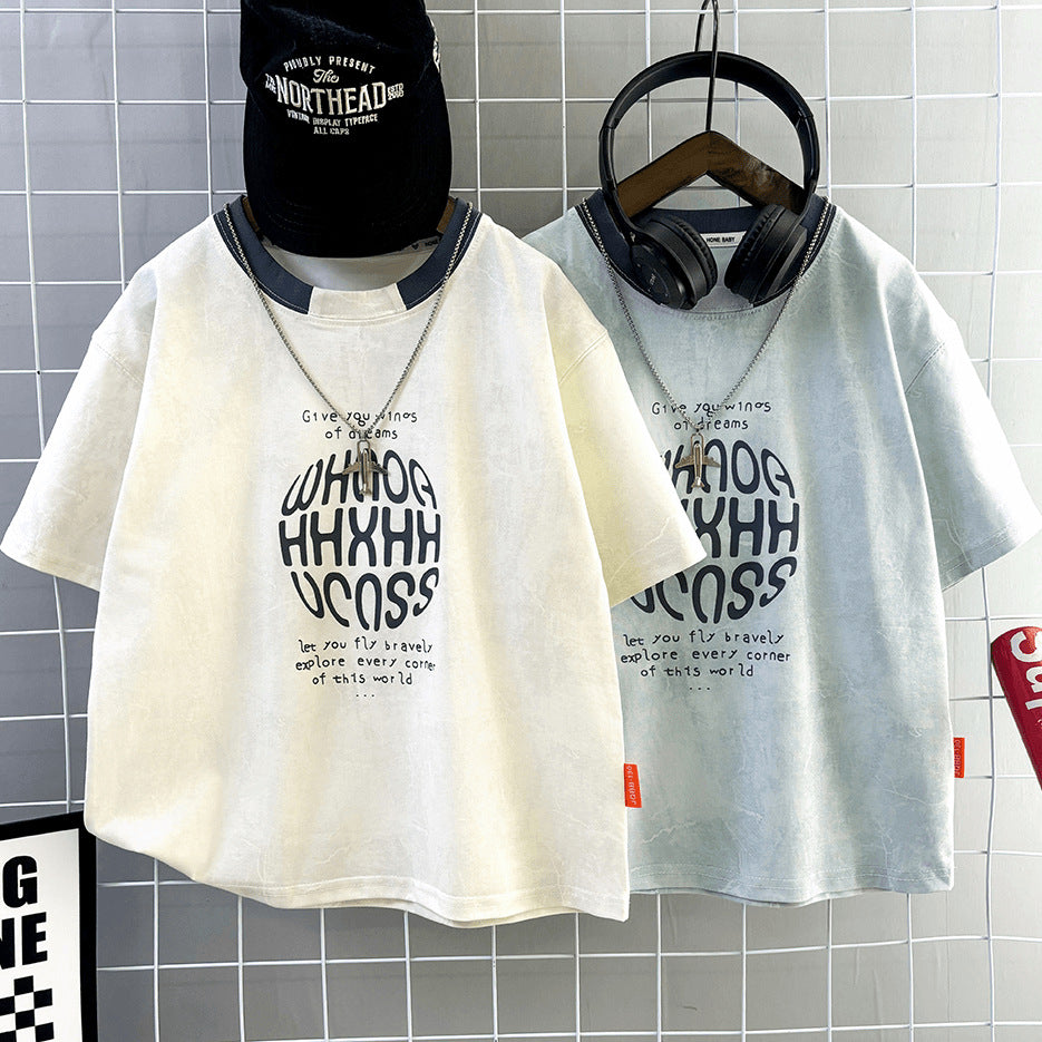 Kids' summer crew neck short sleeve t-shirt -  new summer collection for boys - loose fit, breathable, trendy top