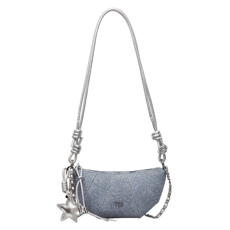 Cross-border high-end chain small bag women's 2025 new trendy fashion texture underarm croissant bag summer messenger bag