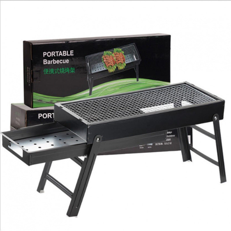 Portable folding bbq grill for outdoor use - home charcoal grill, camping bbq, mini charcoal stove