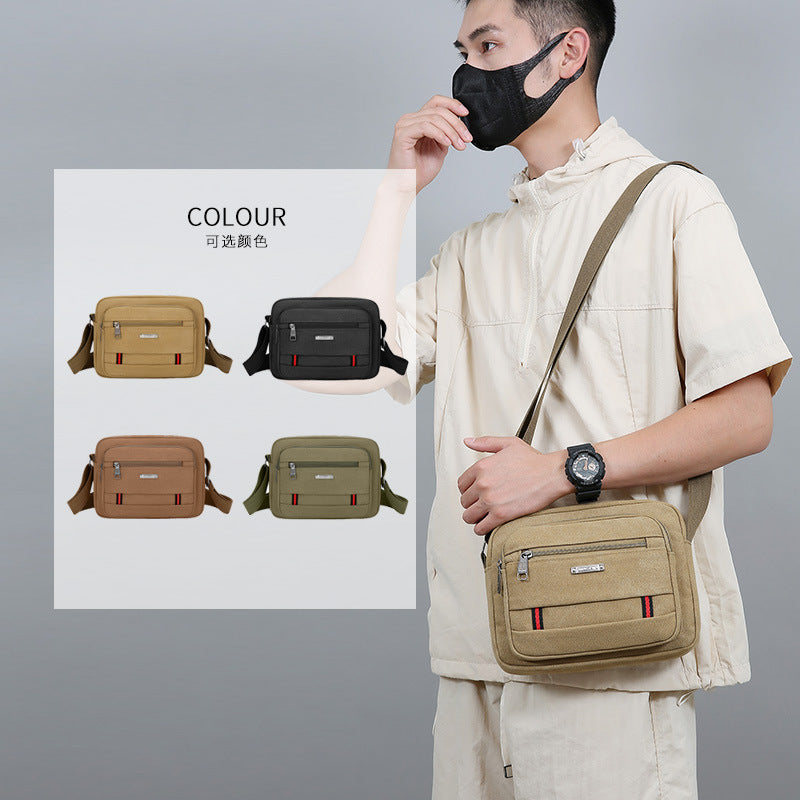 Foreign trade new men's shoulder bag business multi-layer simple texture canvas bag large capacity lightweight trendy messenger bag