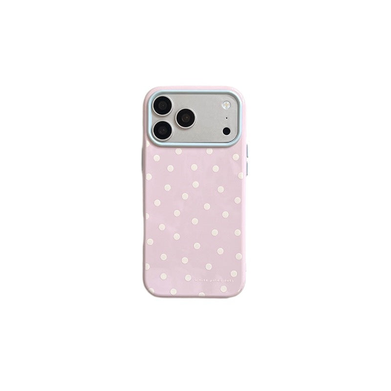 Color-blocked macaron phone case with all-over polka dot design, compatible with apple 17 pro max. iphone 18 skin-feel jelly case, also suitable for iphone 15