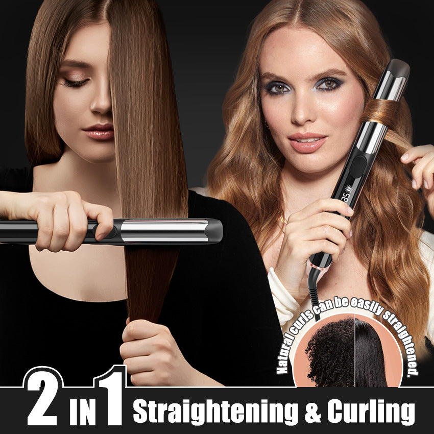 Cross-border hair straightener Negative ion hair straightener Splint Curling iron 2-in-1 Dual-purpose straightener