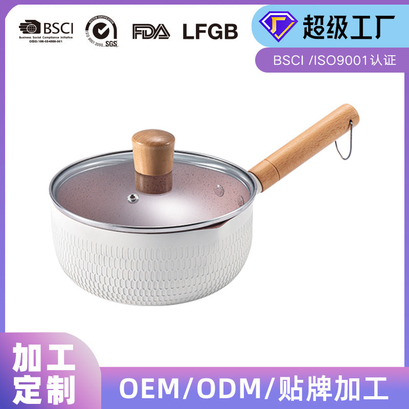 Processing personalized snow flat pot medical stone non-stick pot small milk pot baby food supplement pot for home instant noodle pot pancake