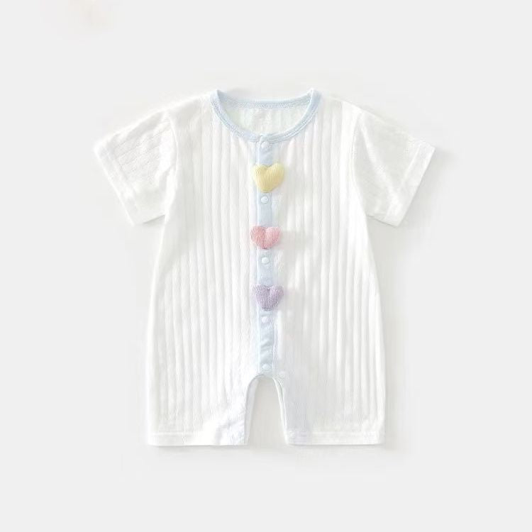 Summer lightweight baby romper - newborn bodysuit for boys and girls - short sleeve onesie for crawling and everyday wear