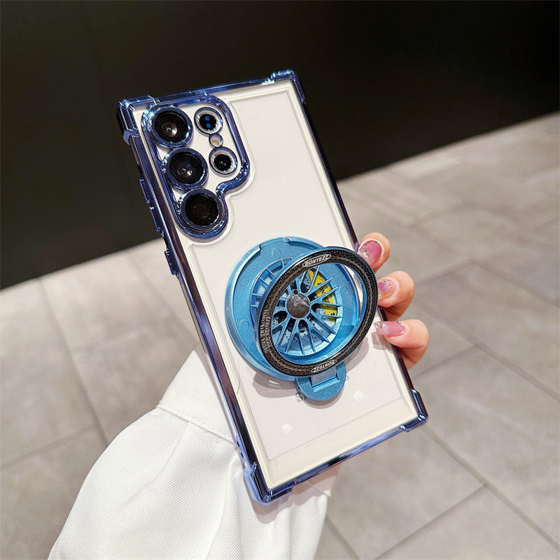 Suitable for samsung s26u/s25 decompression mobile phone case electroplated four corners anti-fall a37 fidget spinner magnetic holder case