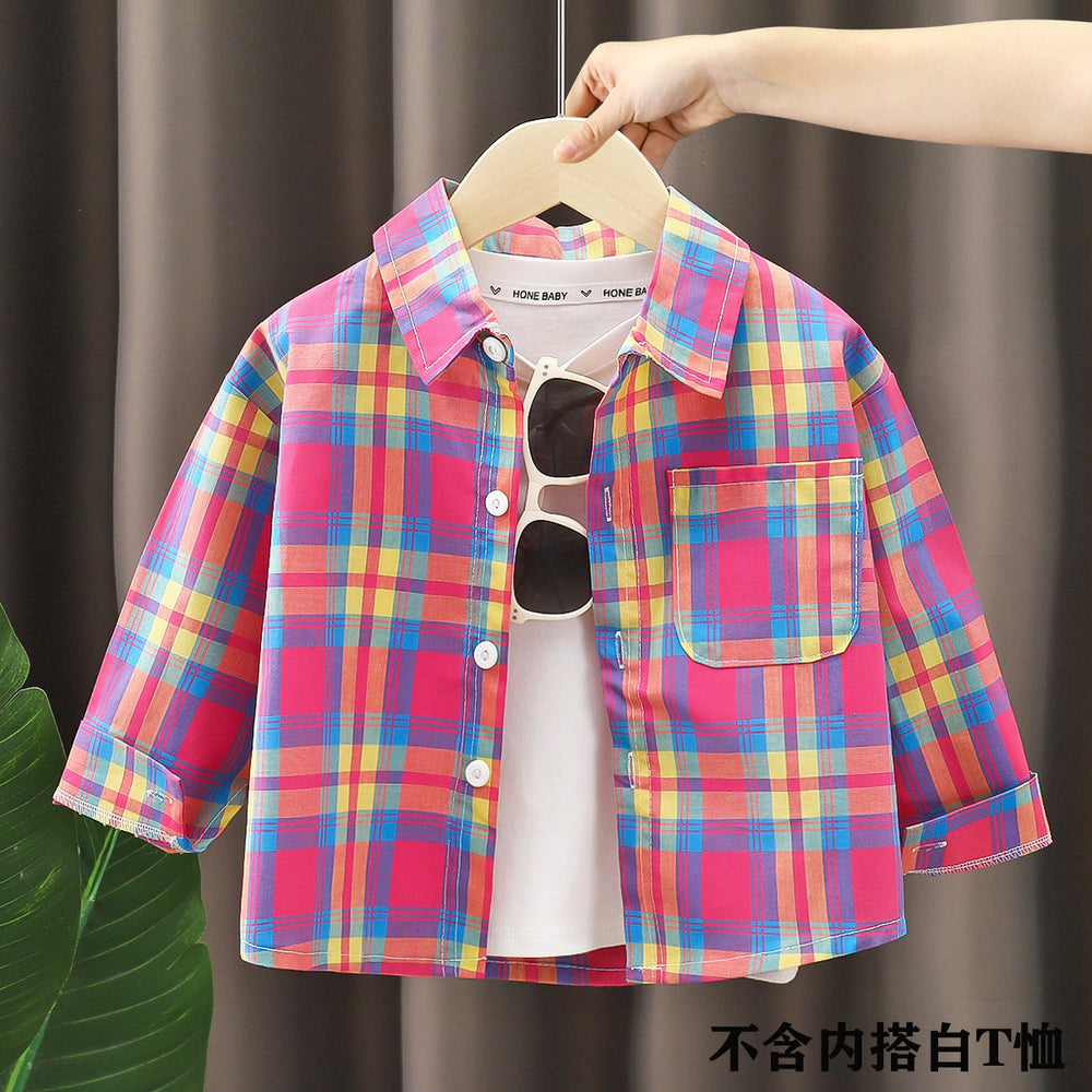 Kids' shirts: new  styles for boys - stylish cotton plaid shirts for spring and autumn. fashionable turn-down collar cardigans for toddlers and young children