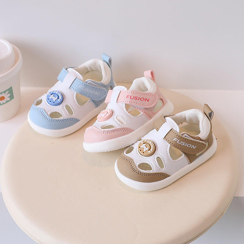 new soft-soled baby sandals & functional shoes: anti-slip, closed-toe, breathable leather prewalker shoes for boys & girls (ages 1-3)