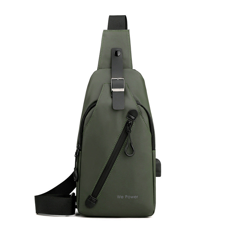 Cross-border new men's outdoor breast bag European and American trend usb breast bag sports anti-splashing messenger bag business backpack
