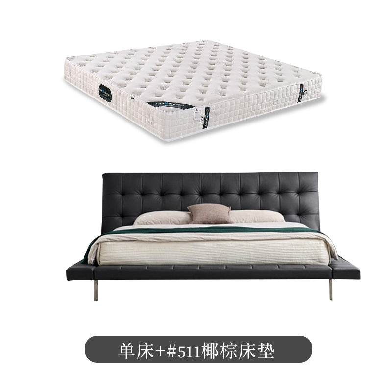Onda bed italian normcore genuine leather bed house large flat designer 2* 2m master bedroom double bed double bed black