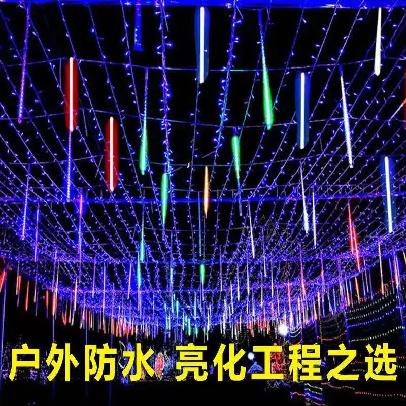 Cross-border led meteor shower lights outdoor lighting running water lights courtyard hanging tree lights Christmas decoration meteor shower lights