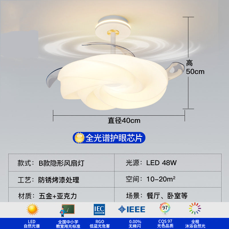 [Strict Selection] Ceiling Fan Light Cream Wind New Room Fan Light Simple Modern Bubble Dining Table Chandelier