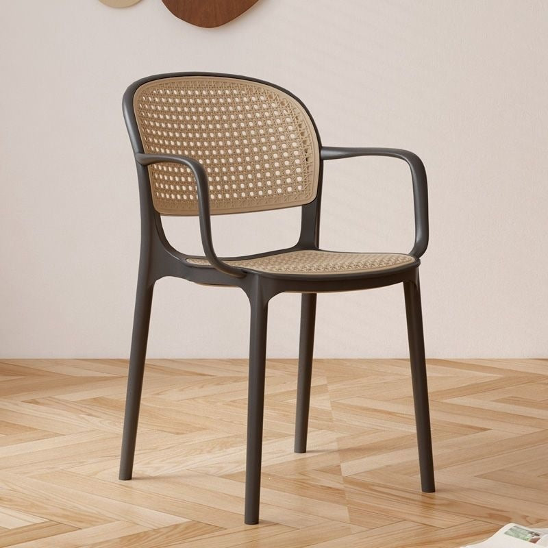 Plastic chair for home dining chair thickened dining table stool back desk chair medieval restaurant commercial stackable rattan