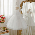 white lace evening dress high-end backless princess dress birthday party prom puffy gauze skirt girl performance