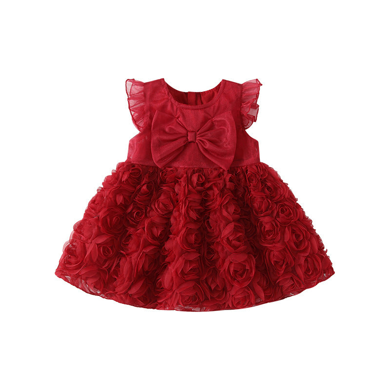 Girls' summer  new collection: baby fashion dress, kids' sweet floral princess dress, toddler formal gown, first birthday outfit
